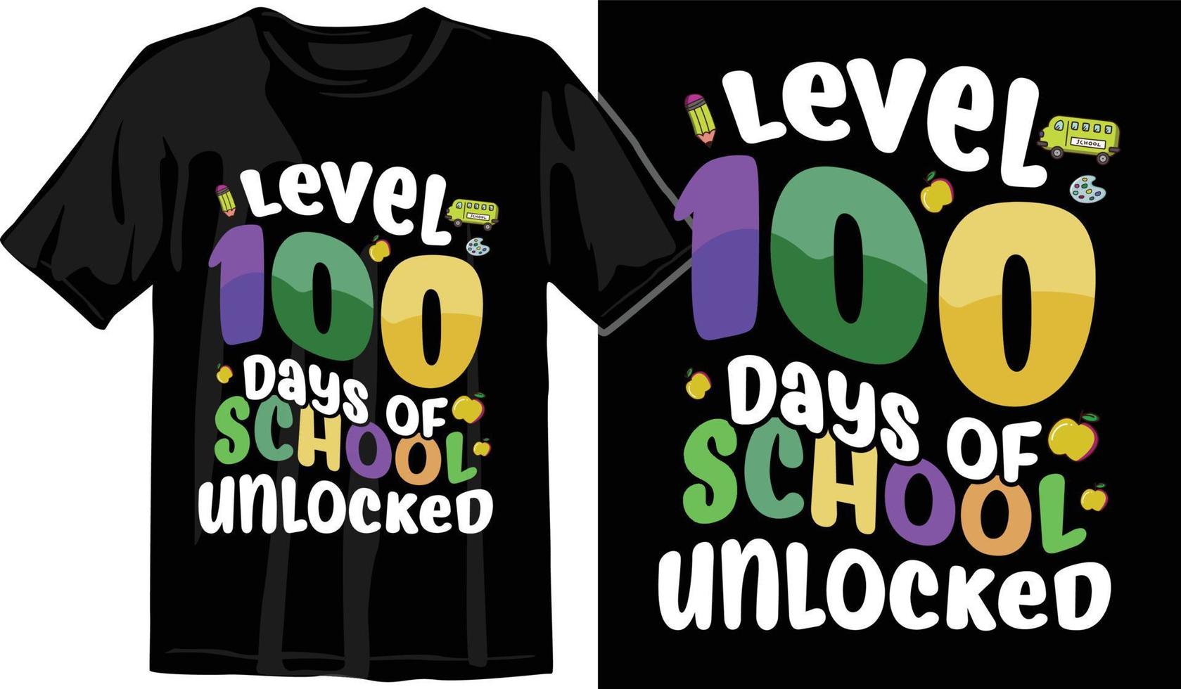 100e jours d'école, conception de t-shirt des cent jours, t-shirt de célébration des 100e jours vecteur