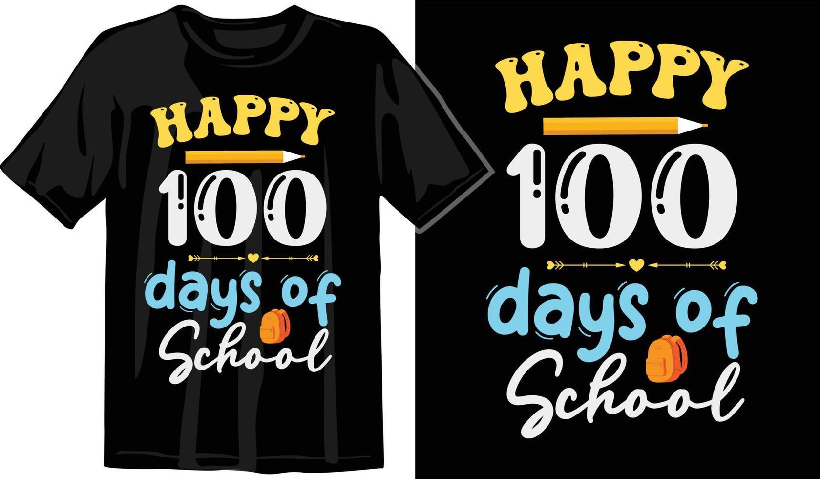 100e jours d'école, conception de t-shirt des cent jours, t-shirt de célébration des 100e jours vecteur