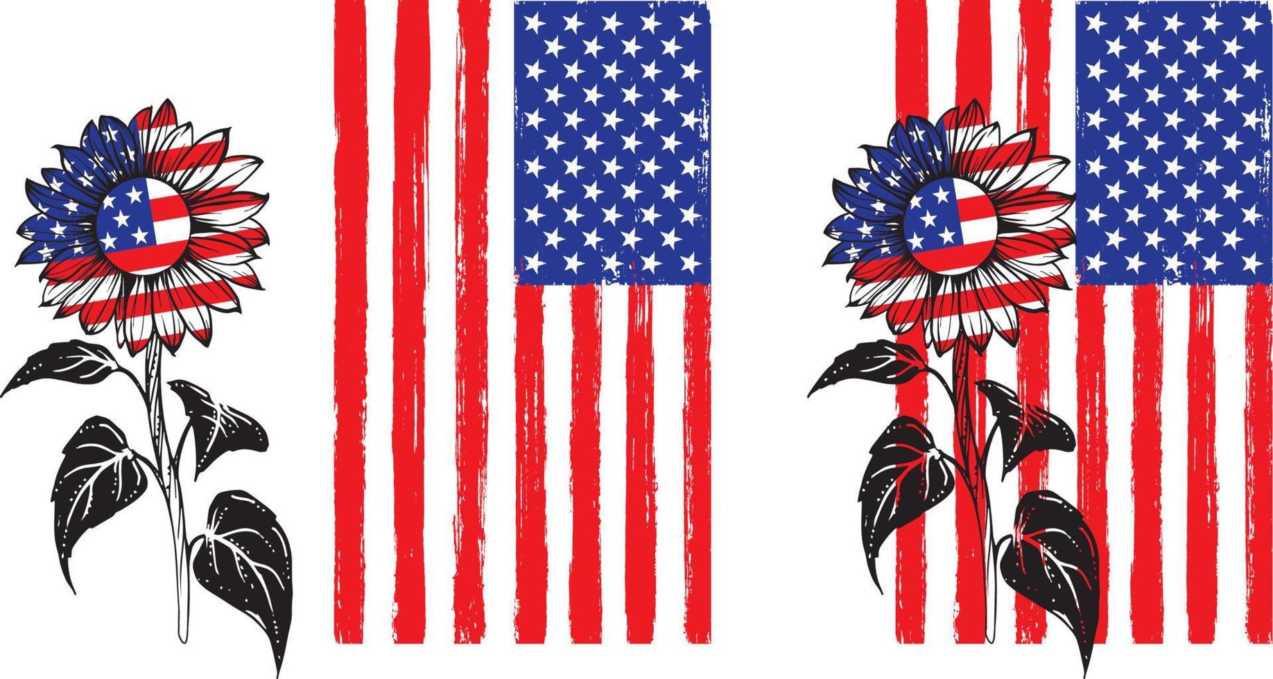 américain drapeau tournesol, 4e de juillet, tournesol, moitié tournesol, tournesol png, svg, eps, dxf vecteur