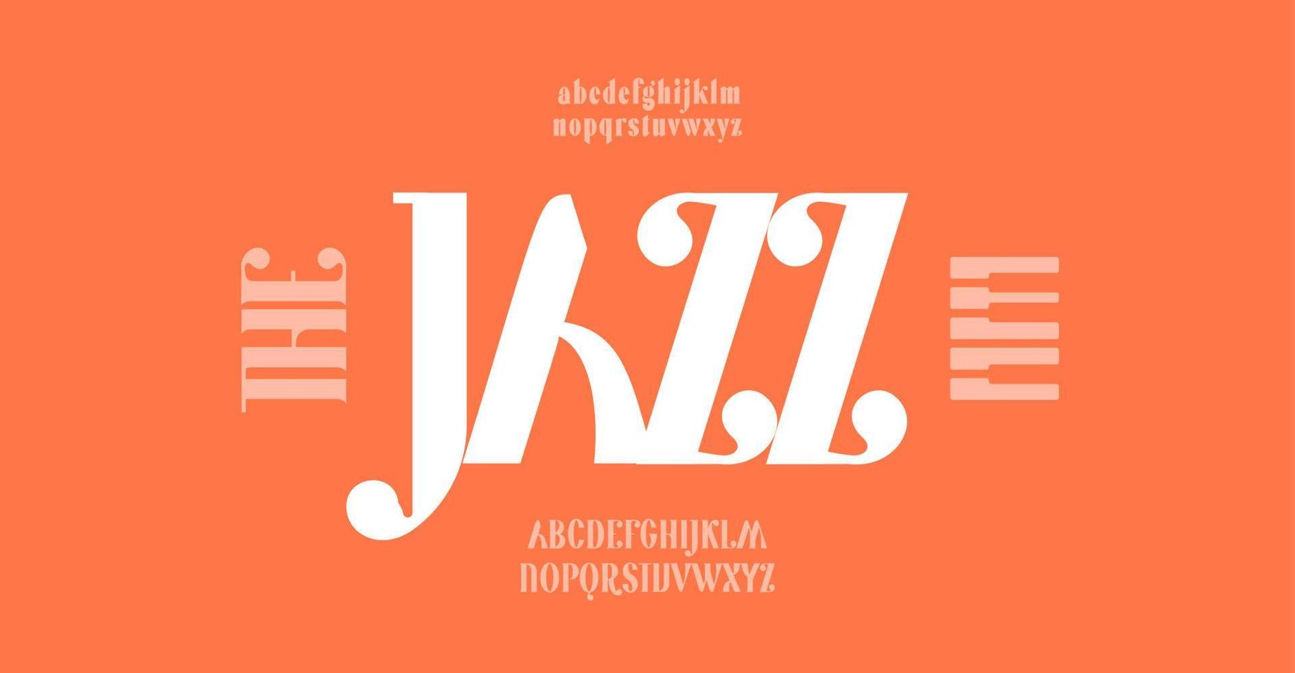 le jazz logo Police de caractère, mode minimal alphabet, élégant police de caractères. audacieux haute empattement des lettres pour luxe logo et gros titre. classique vecteur typographie.