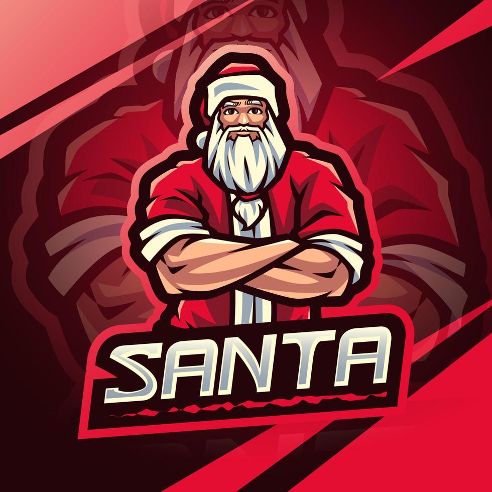 création de logo de mascotte santa esport vecteur