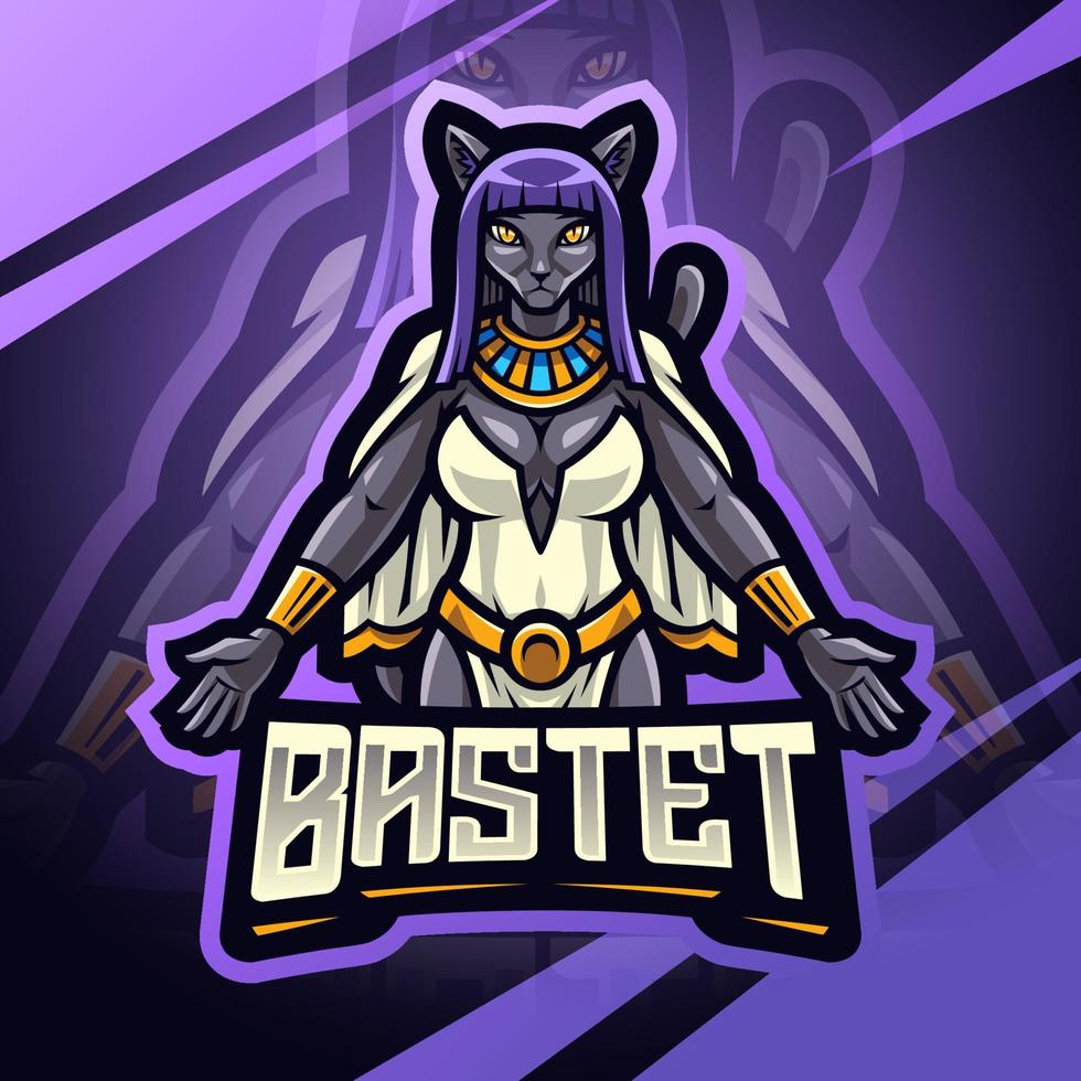 Bastet esport mascotte logo conception vecteur