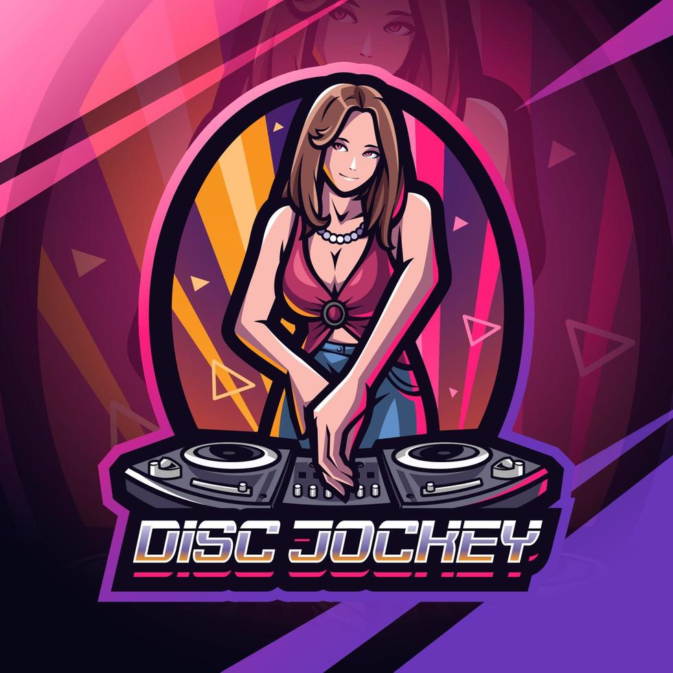 disque jockey esport mascotte logo conception vecteur