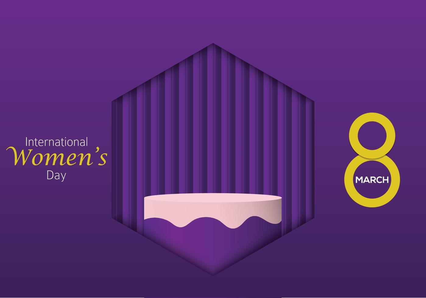 international aux femmes journée 8 Mars podium conception avec polygone forme et violet Couleur Contexte vecteur