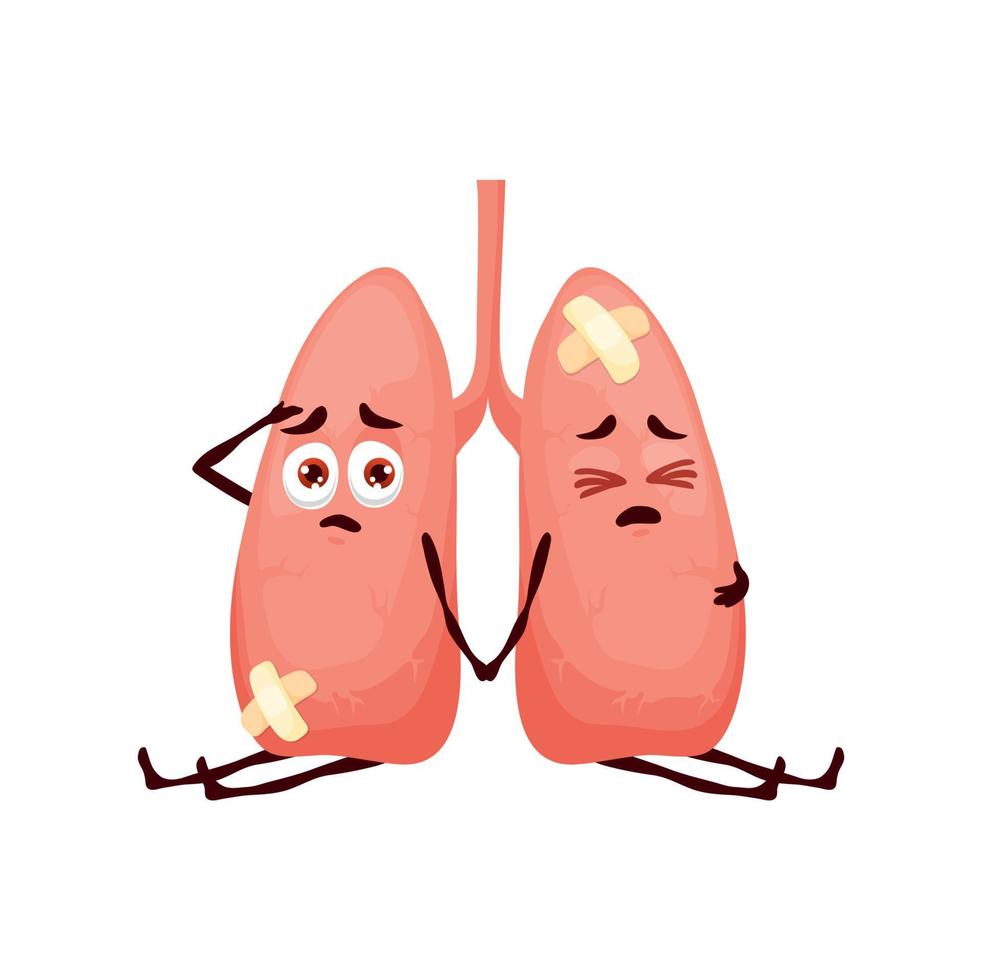 poumons malade corps personnages, malade personnages vecteur