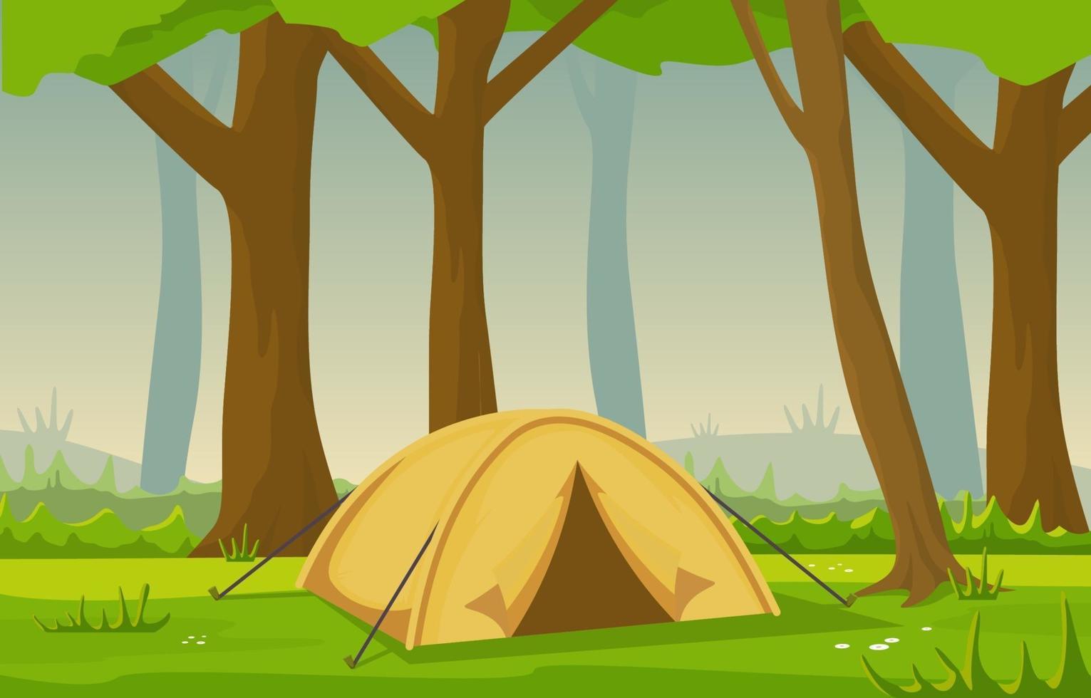 tente de camping dans la forêt vecteur