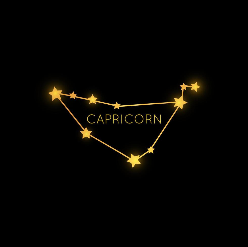 Capricorne d'or zodiaque constellation dans espace ciel vecteur