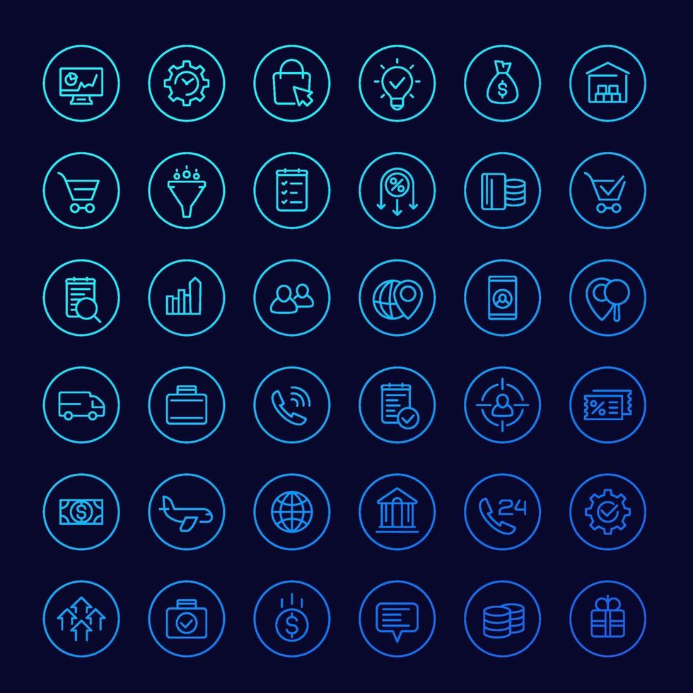 icônes d'affaires et de commerce électronique, ligne vector.eps vecteur