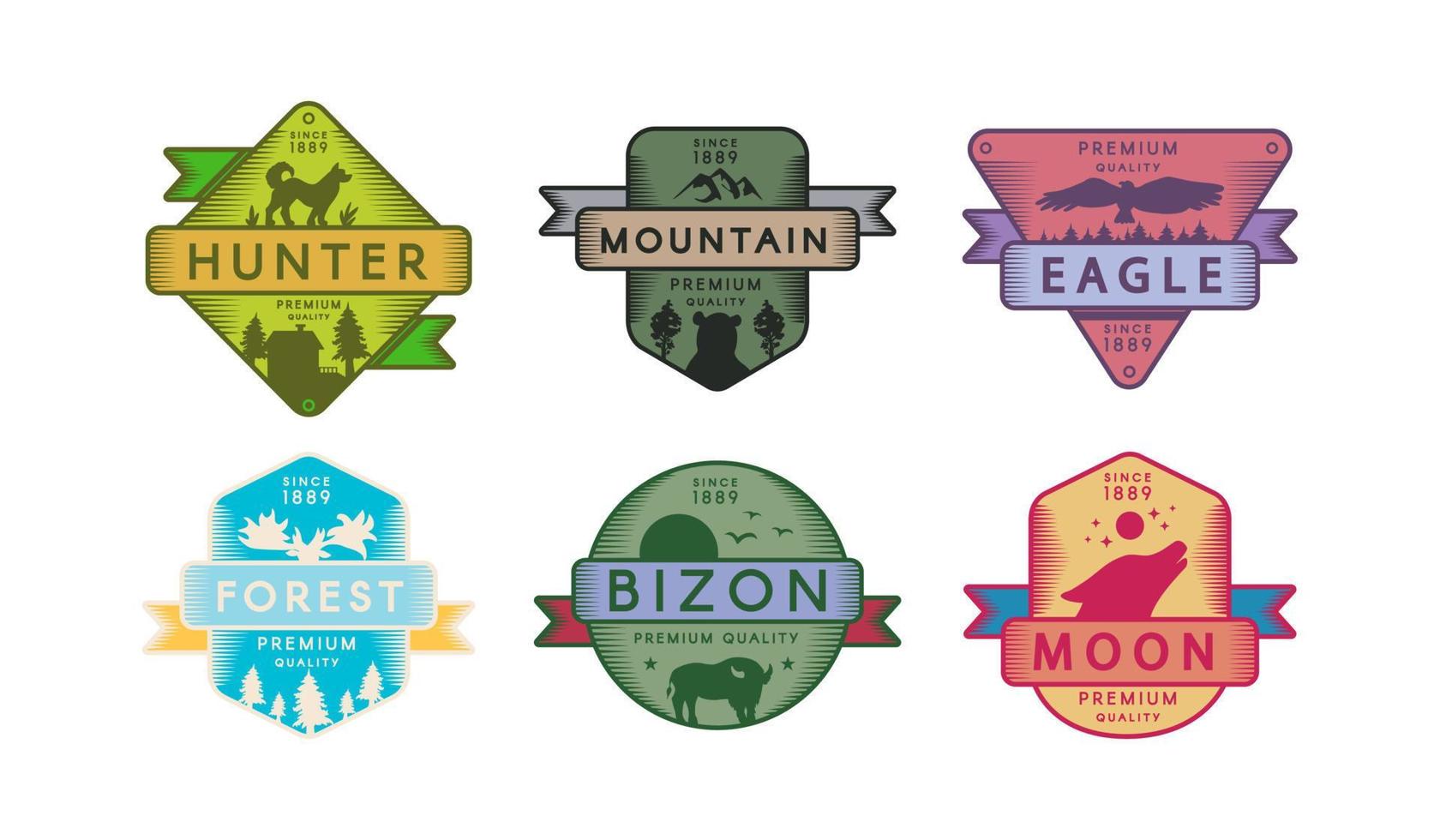 insignes de collection animaux et logo de la nature vecteur