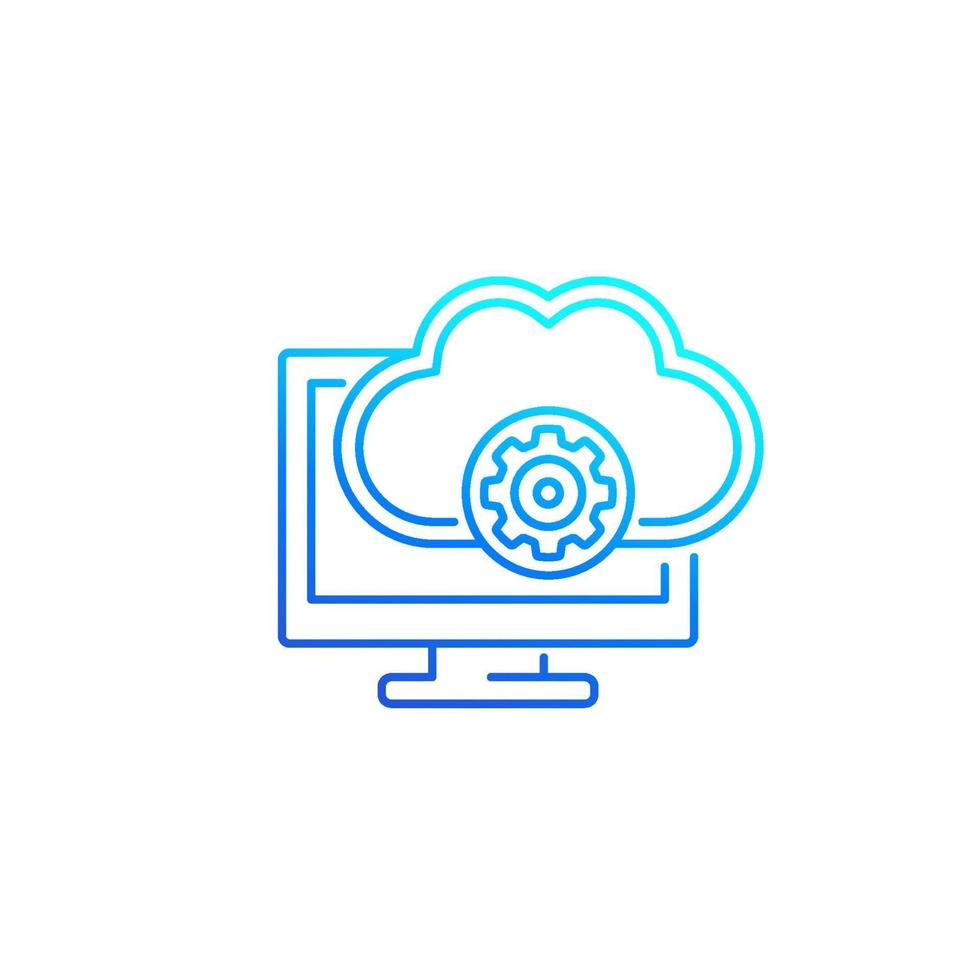 icône de solutions cloud, ligne vector.eps vecteur