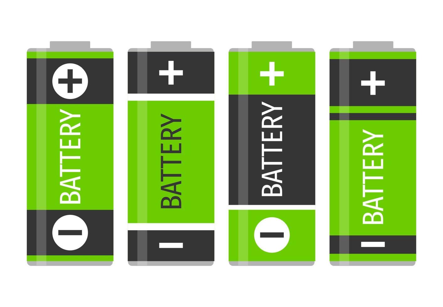 une ensemble de quatre vert batteries. vecteur illustration