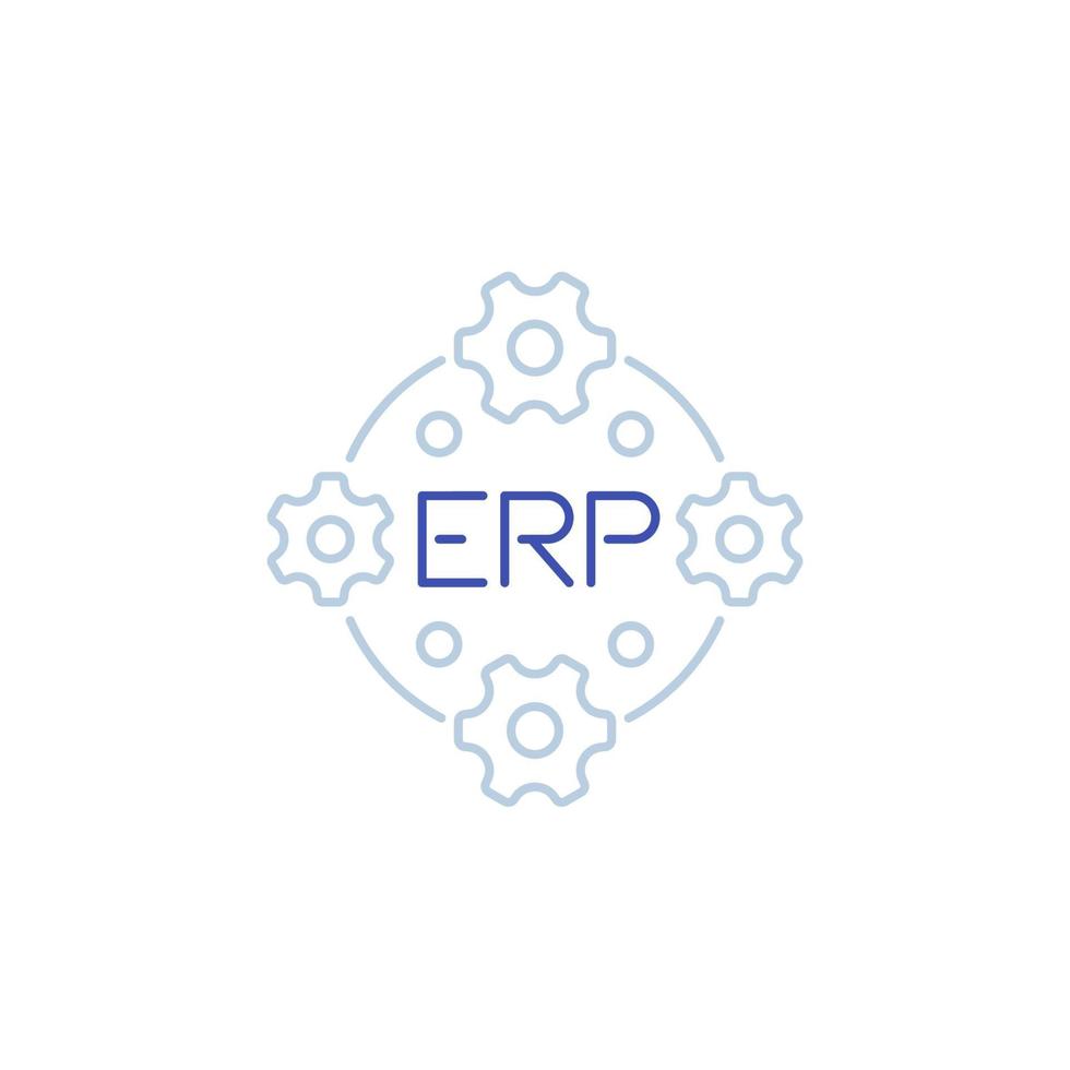 erp, icône de ligne de planification des ressources d'entreprise avec gears.eps vecteur