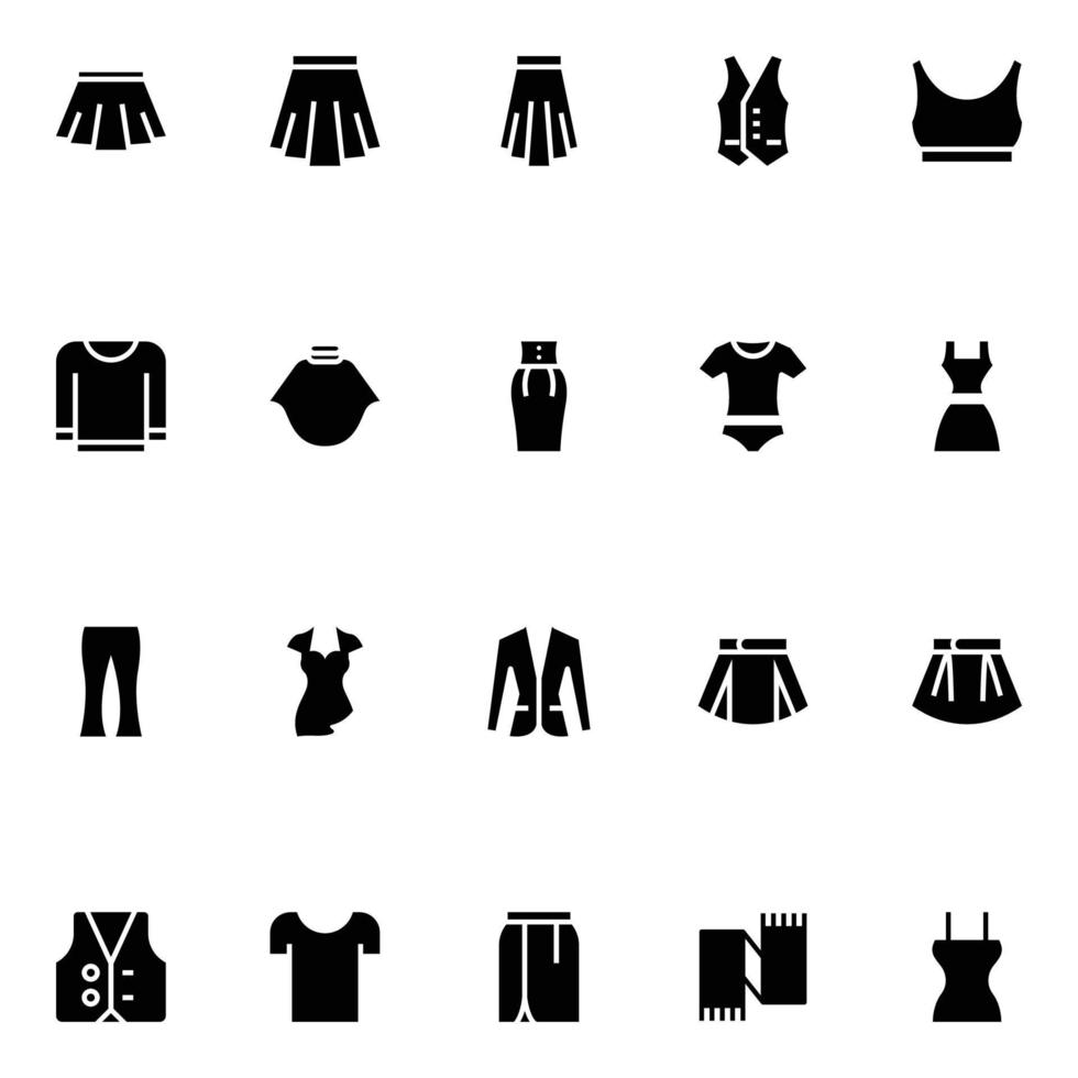 glyphe Icônes pour vêtements. vecteur