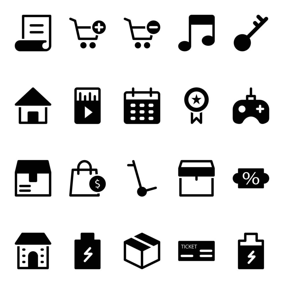 icônes de glyphe pour le commerce électronique. vecteur