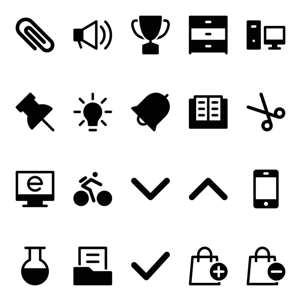 icônes de glyphe pour le commerce électronique. vecteur