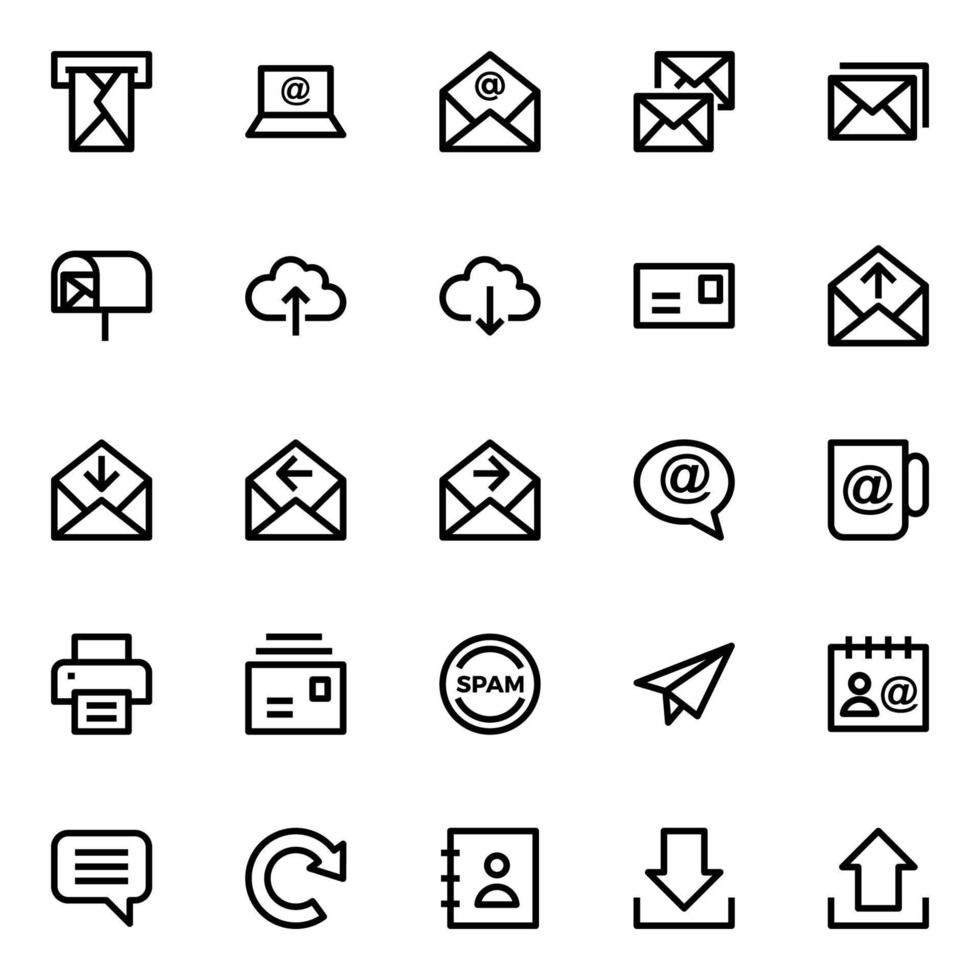 contour Icônes pour e-mail. vecteur