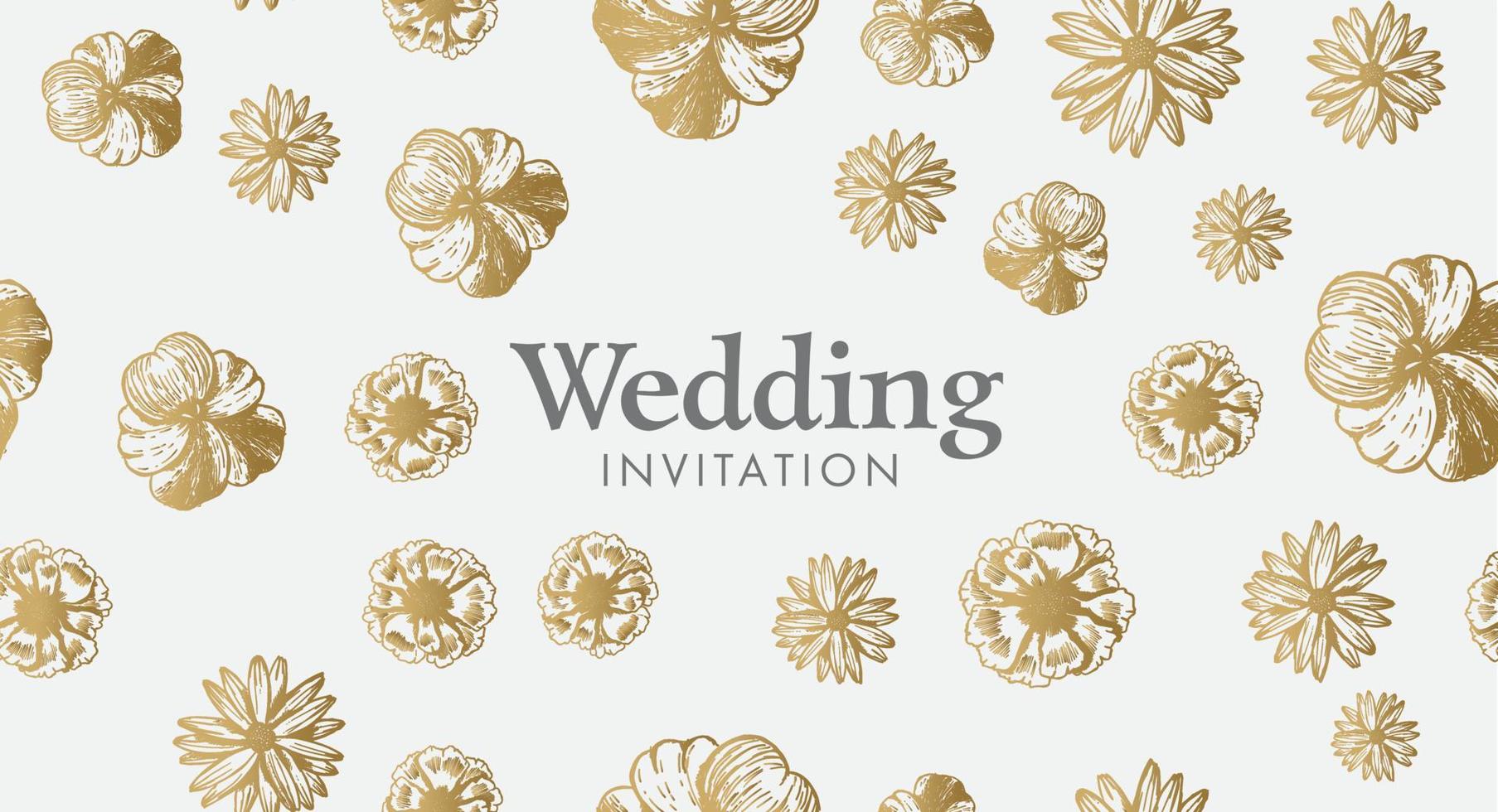 invitation de mariage. motif de fleurs dessiné à la main. vecteur. vecteur