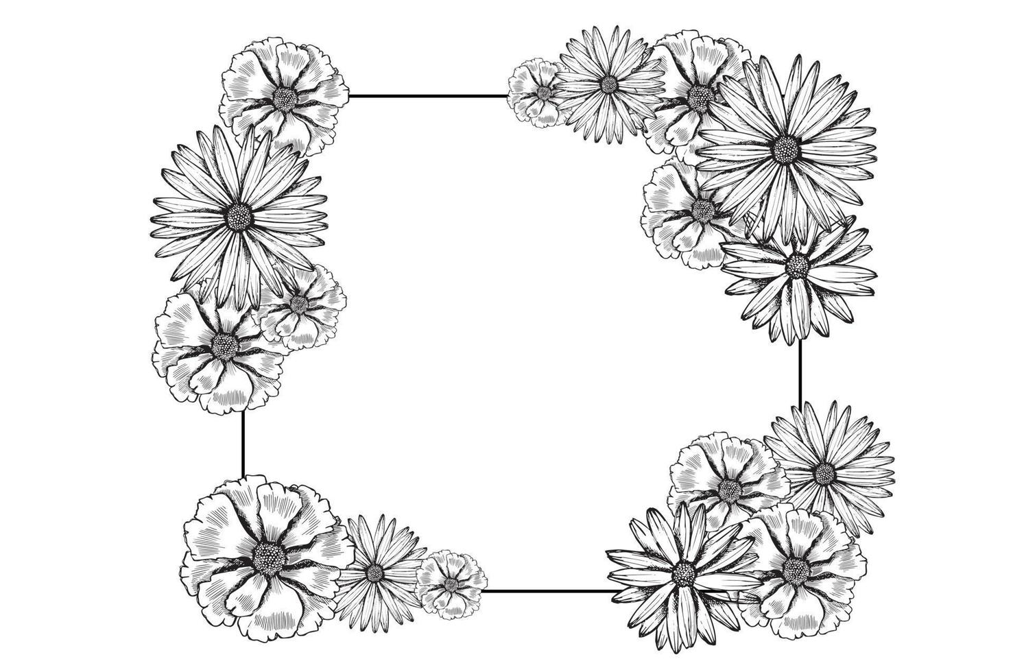 motif de fleurs dessiné à la main. arrière-plan transparent de vecteur. vecteur