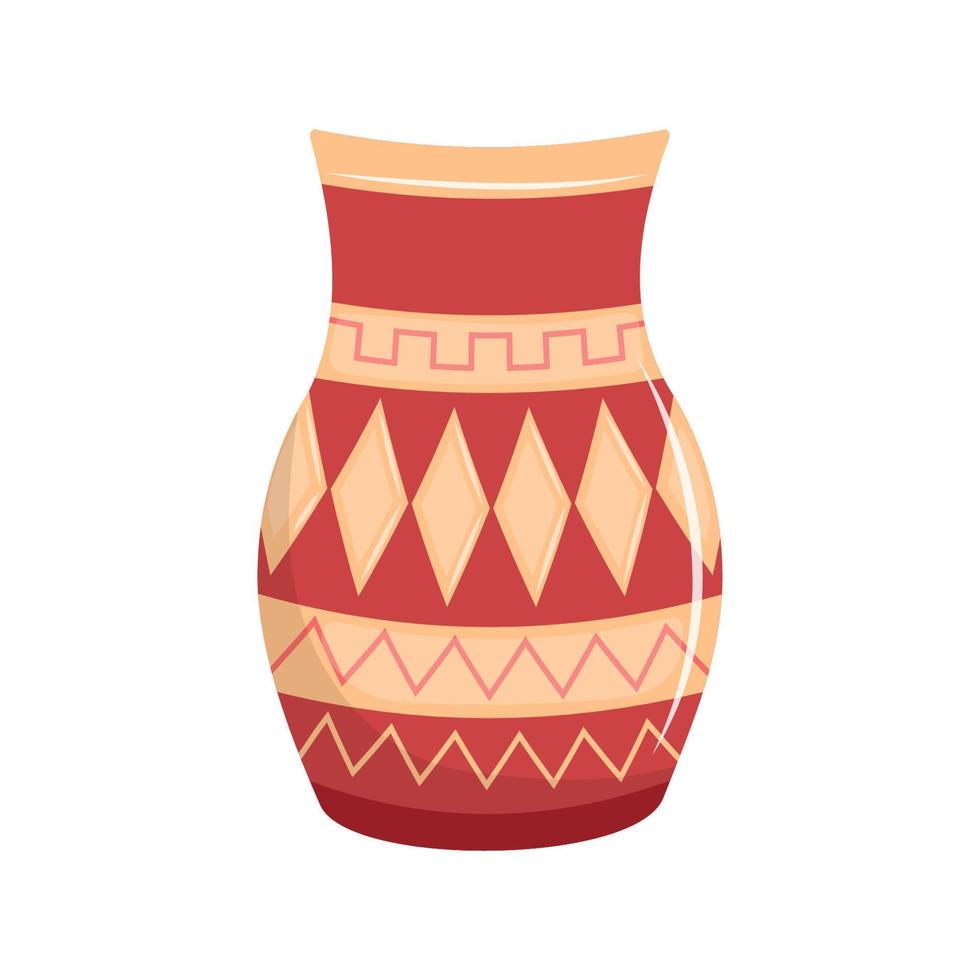 céramique Oriental rouge vase. isolé vecteur illustration.