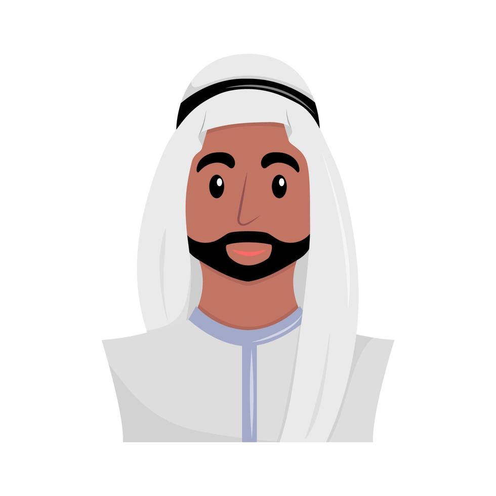 avatar de Jeune arabe homme dans nationale costume. plat vecteur illustration isolé sur blanc Contexte.