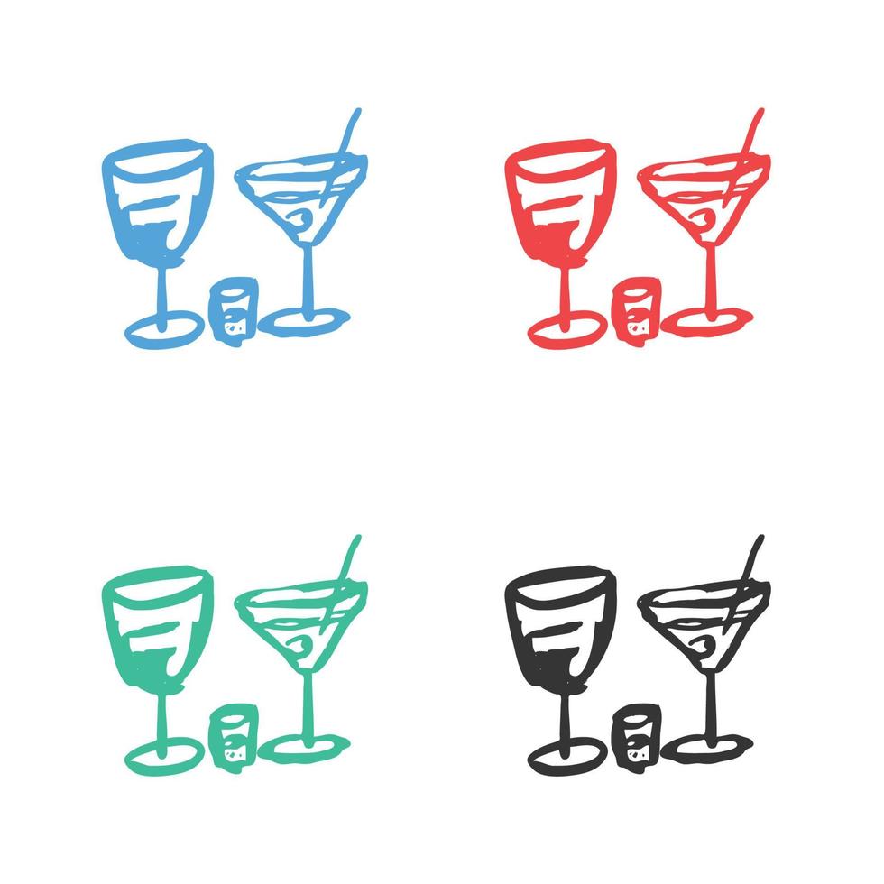 martini cocktail icône, boisson cocktail, limonade icône, cocktail logo vecteur Icônes dans plusieurs couleurs