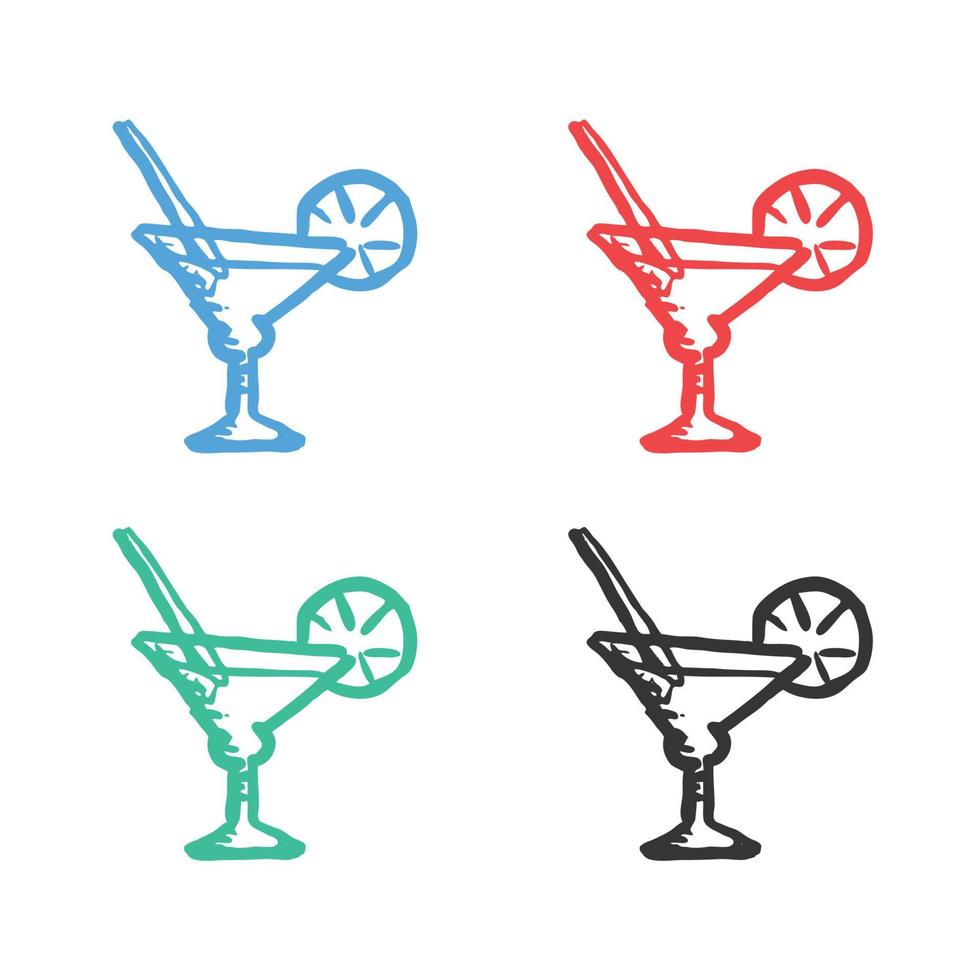 martini cocktail icône, boisson cocktail, limonade icône, cocktail logo vecteur Icônes dans plusieurs couleurs