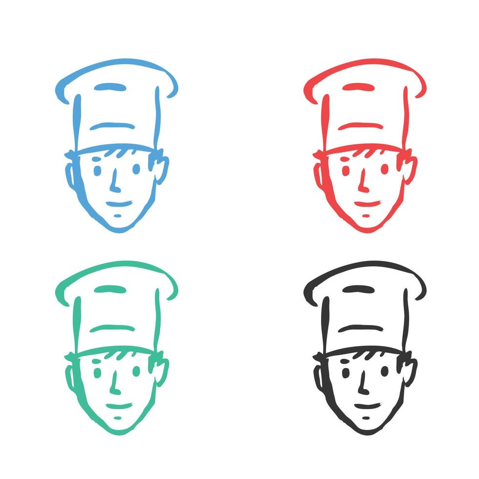 chef dessin animé icône, cuisine chef chapeau icône, chef logo vecteur Icônes dans plusieurs couleurs