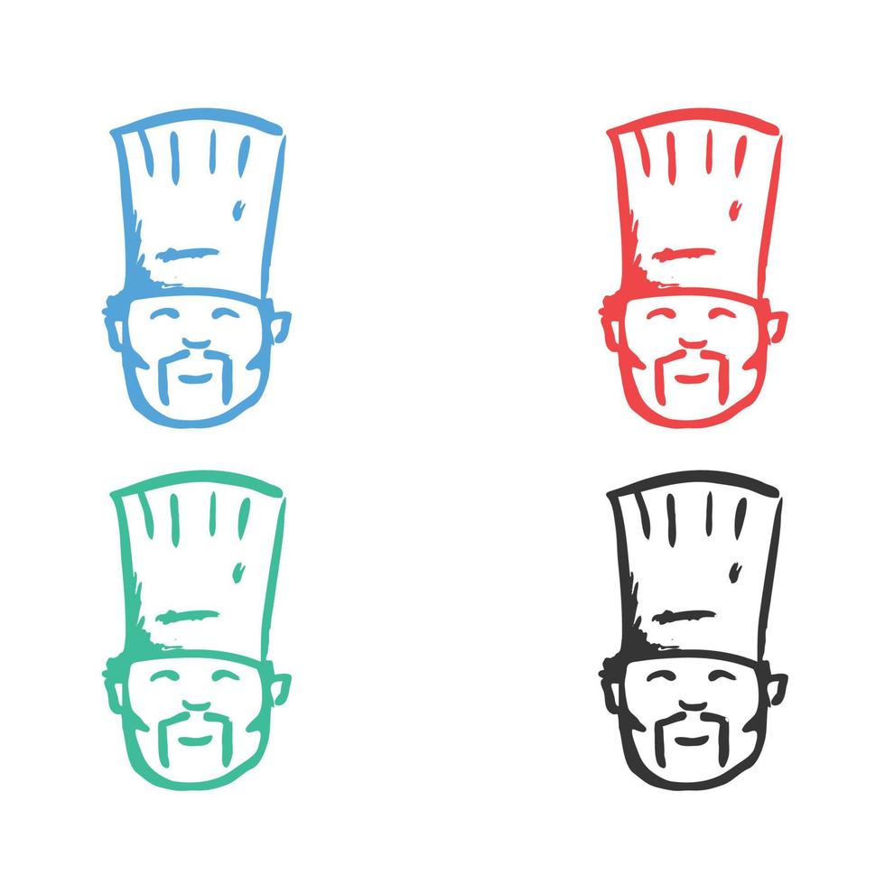 chef dessin animé icône, cuisine chef chapeau icône, chef logo vecteur Icônes dans plusieurs couleurs
