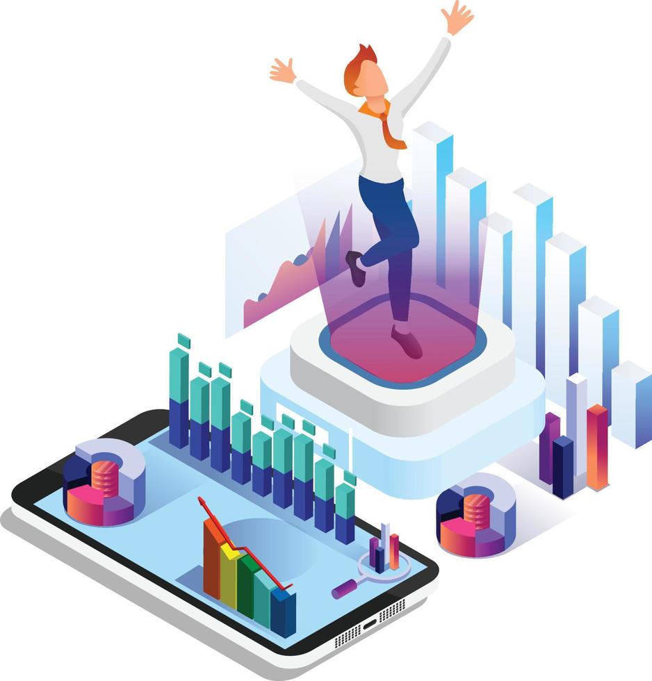 affaires concept infographie conception. homme d'affaires 3d personnage icône plat ambitieux homme. adapté pour schémas, infographies, Jeu actif, et autre graphique en relation les atouts vecteur