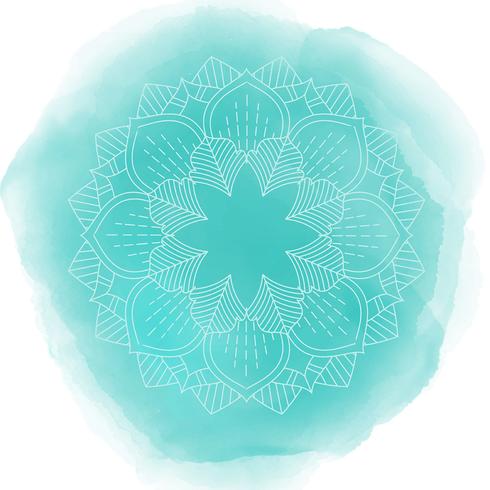 Conception de mandala décoratif sur la texture aquarelle vecteur