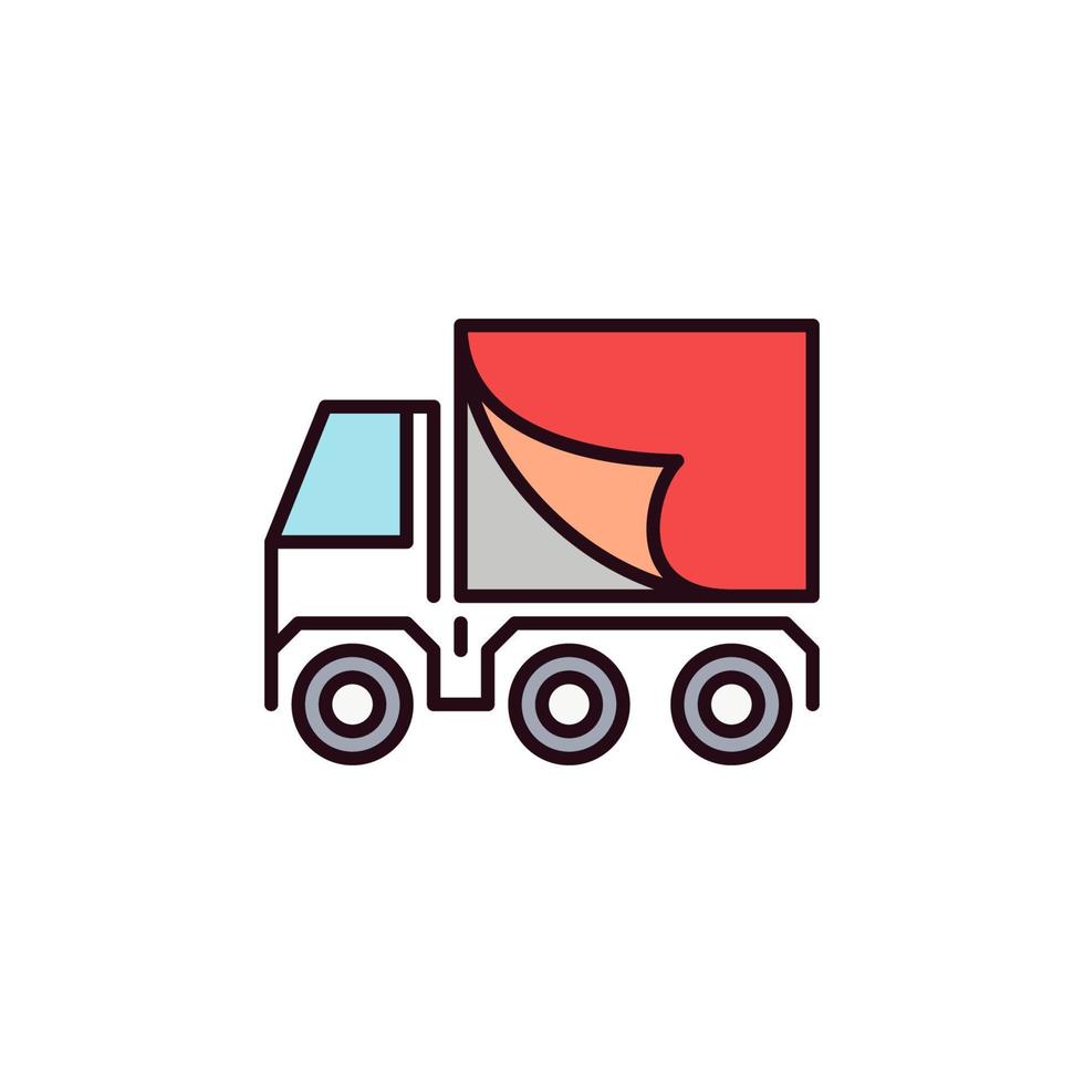 un camion emballage et La publicité vecteur concept coloré icône
