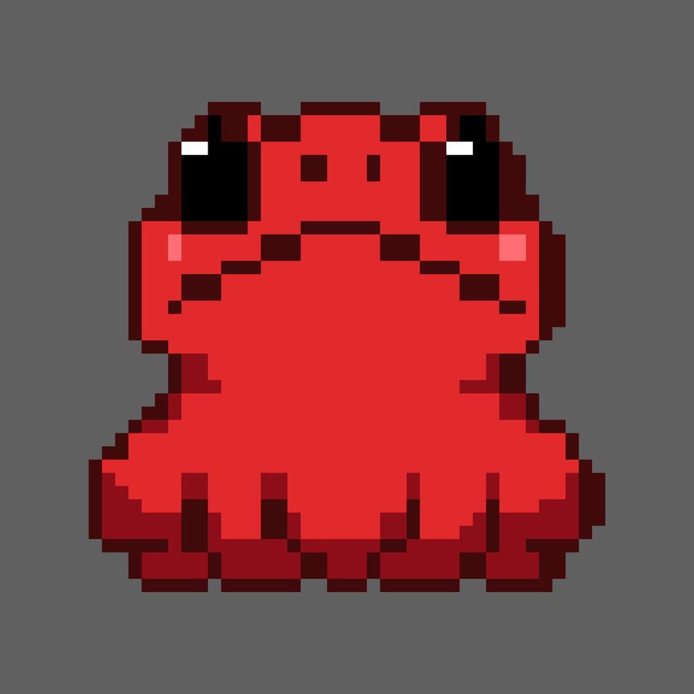 vecteur mignonne rouge grenouille avec larmoyant yeux pixel art, parfait pour autocollants