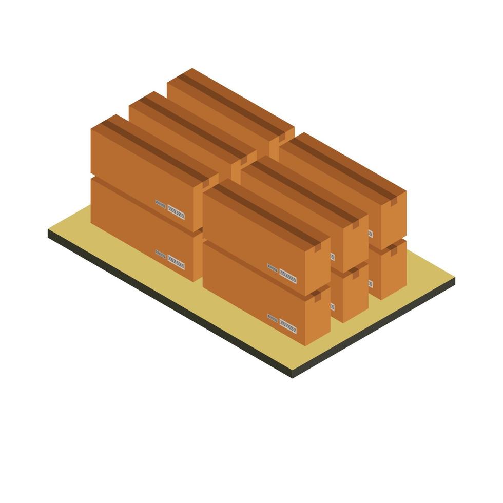 boîtes isométriques sur table sur fond blanc vecteur