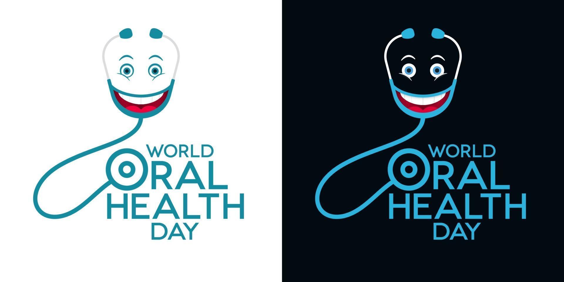 conceptions de cartes de voeux de la journée mondiale de la santé bucco-dentaire vecteur