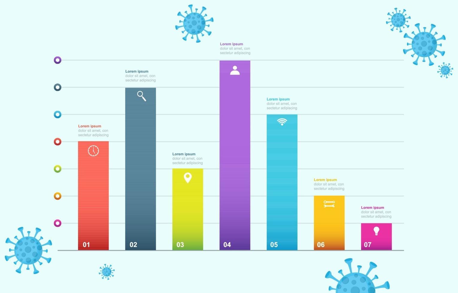 Graphique à barres d'affaires montrant la volatilité pendant la récession pandémique vecteur