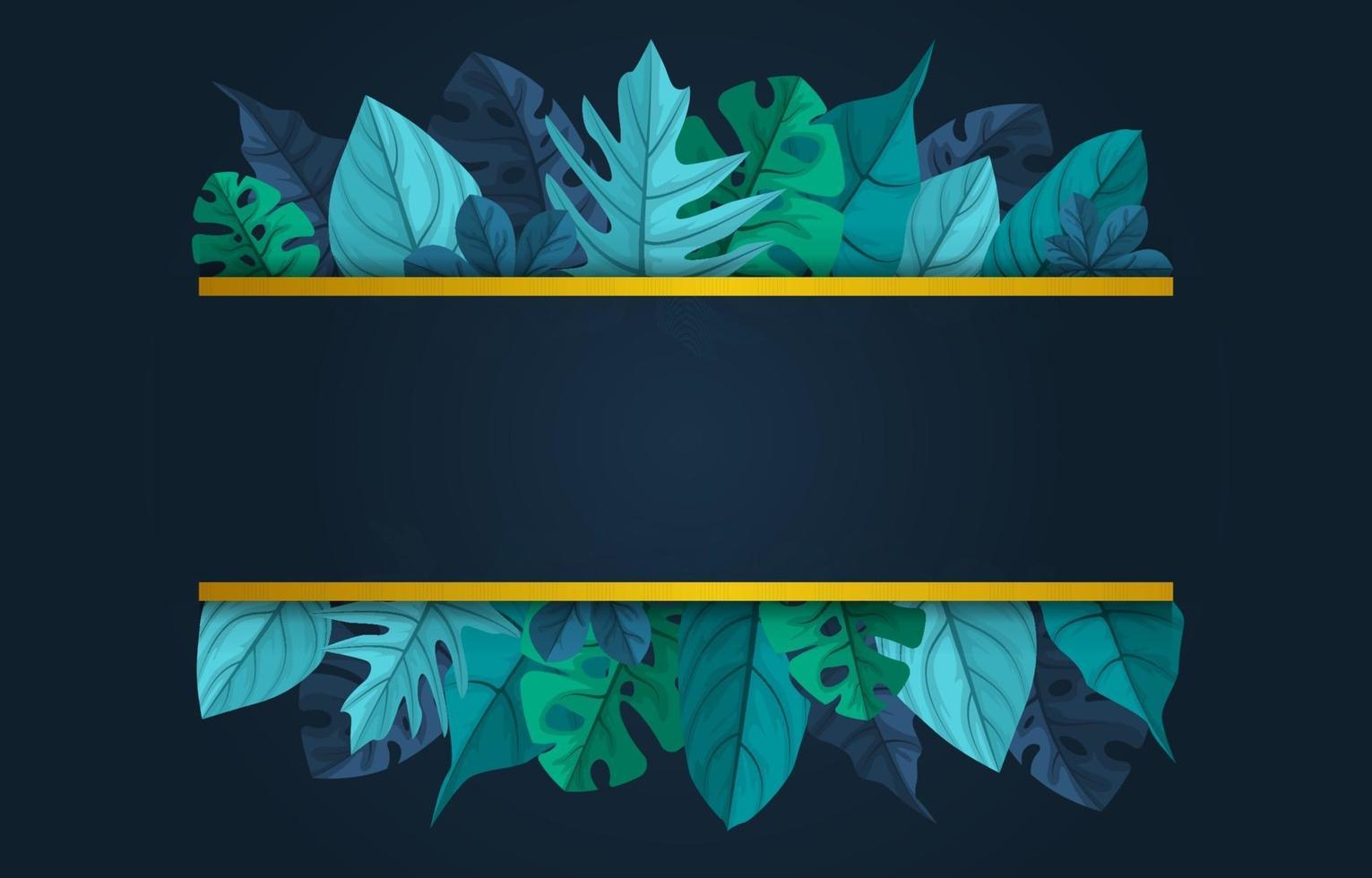 modèle de fond tropical avec bordure remplie de grandes plantes et feuilles vecteur