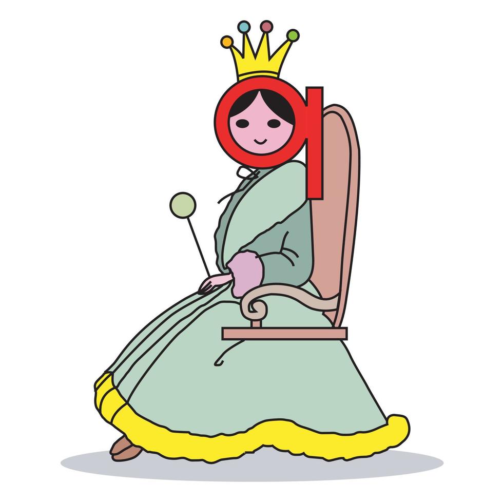 dessin animé magnifique Princesse séance sur le trône gratuit vecteur