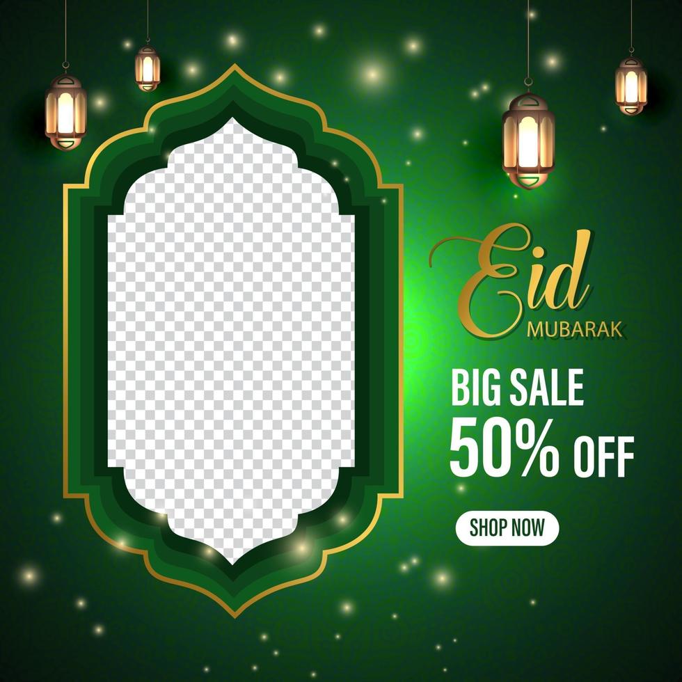 eid mubarak vente conception de bannière de publicité sur les médias sociaux vecteur