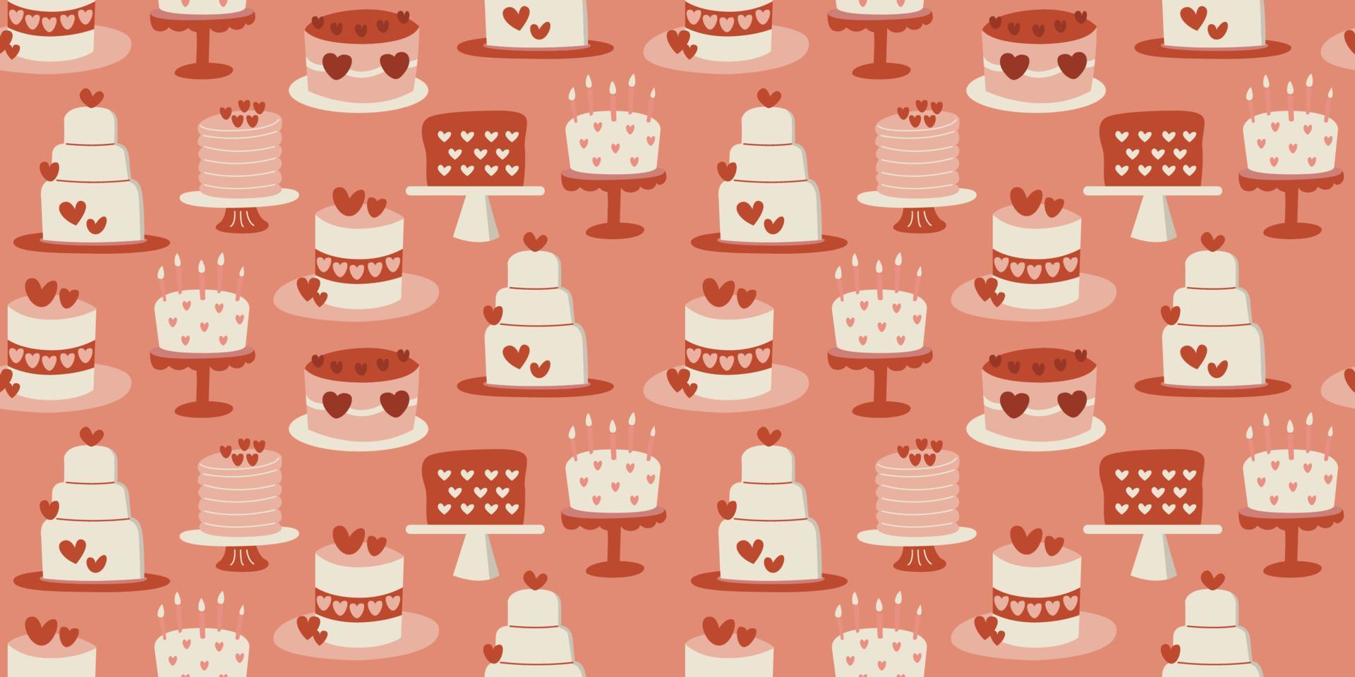 magnifique modèle mariage gâteau surmonté avec cœur. deux couches de gâteau. la Saint-Valentin gâteau dessin animé griffonnage, beau, délicieux, et plein de cœur. main tiré dessin animé, pour décorer le mariage carte. vecteur