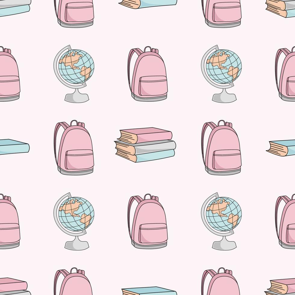 école sac et globe sans couture modèle vecteur illustration