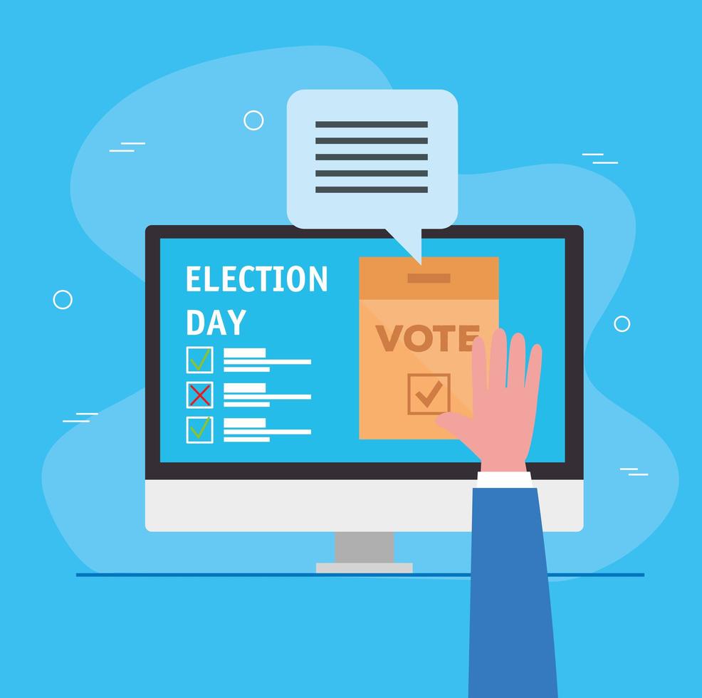 célébration du jour des élections avec option en ligne vecteur