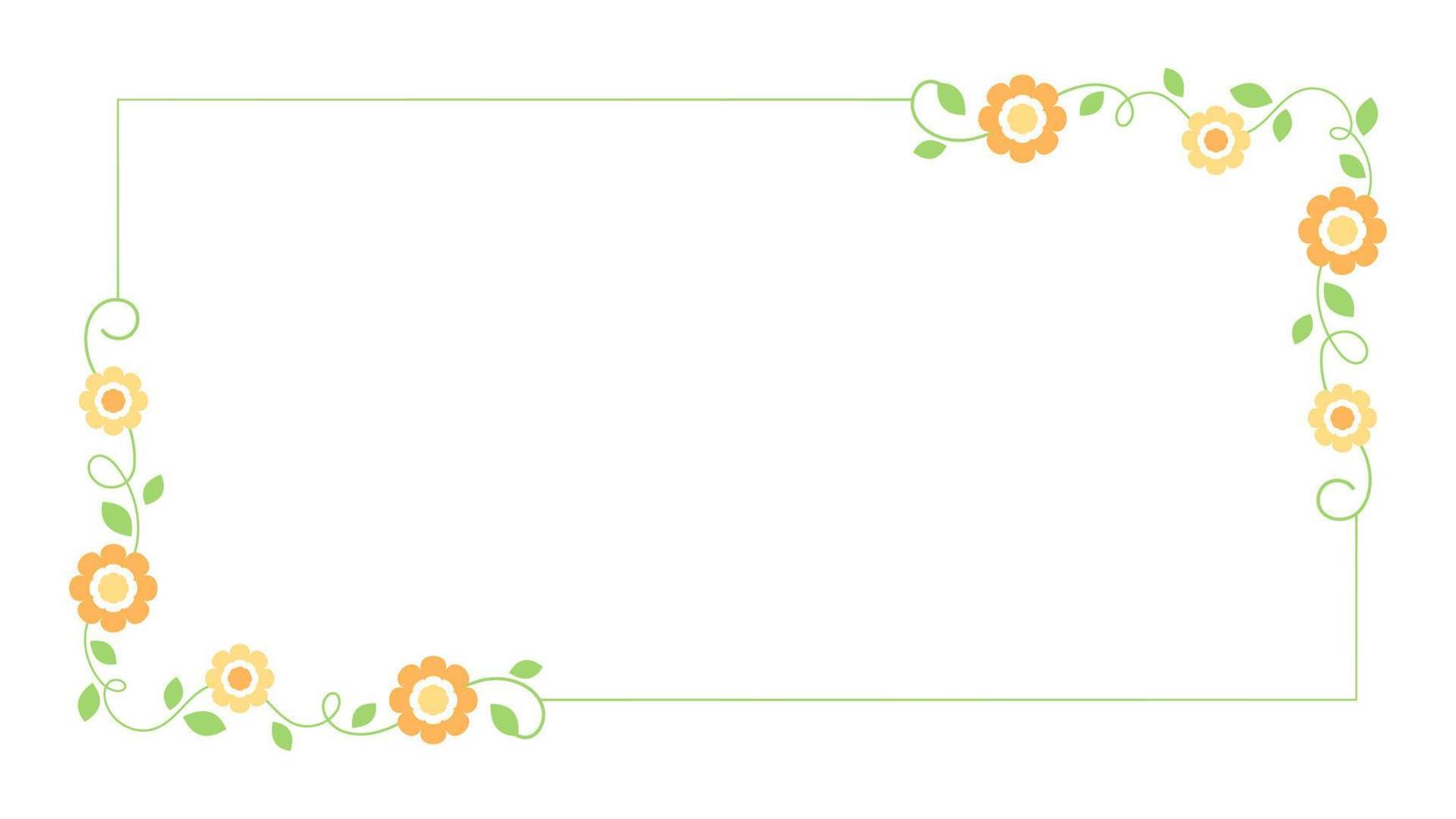 mignonne botanique rectangulaire Cadre. main tiré ligne frontière, feuilles et fleurs, mariage invitation et cartes, logo conception et affiches modèle. élégant minimal style floral vecteur isolé