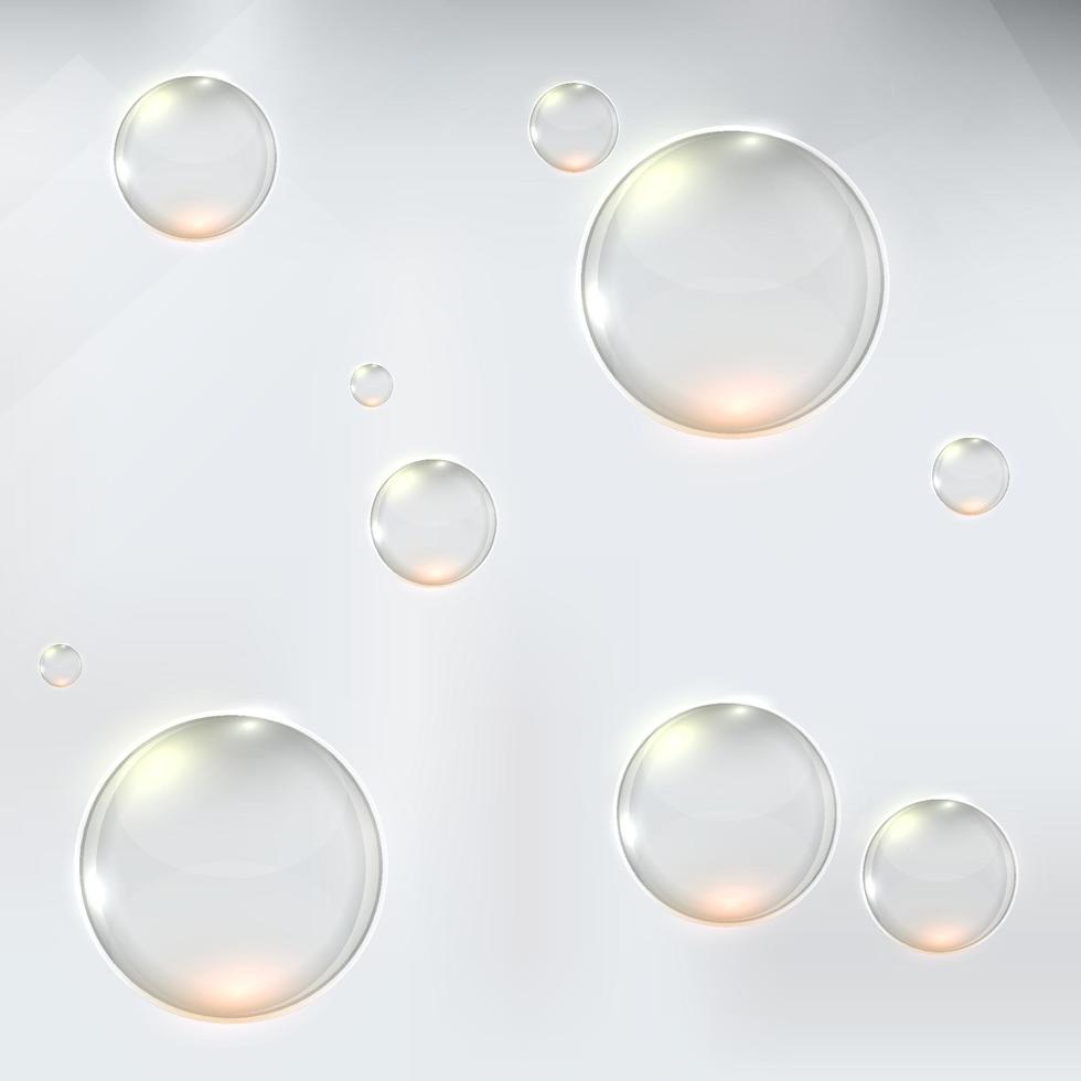 bulle d'or d'eau de savon transparente avec refection blanche éléments de conception réalistes isolés. vecteur