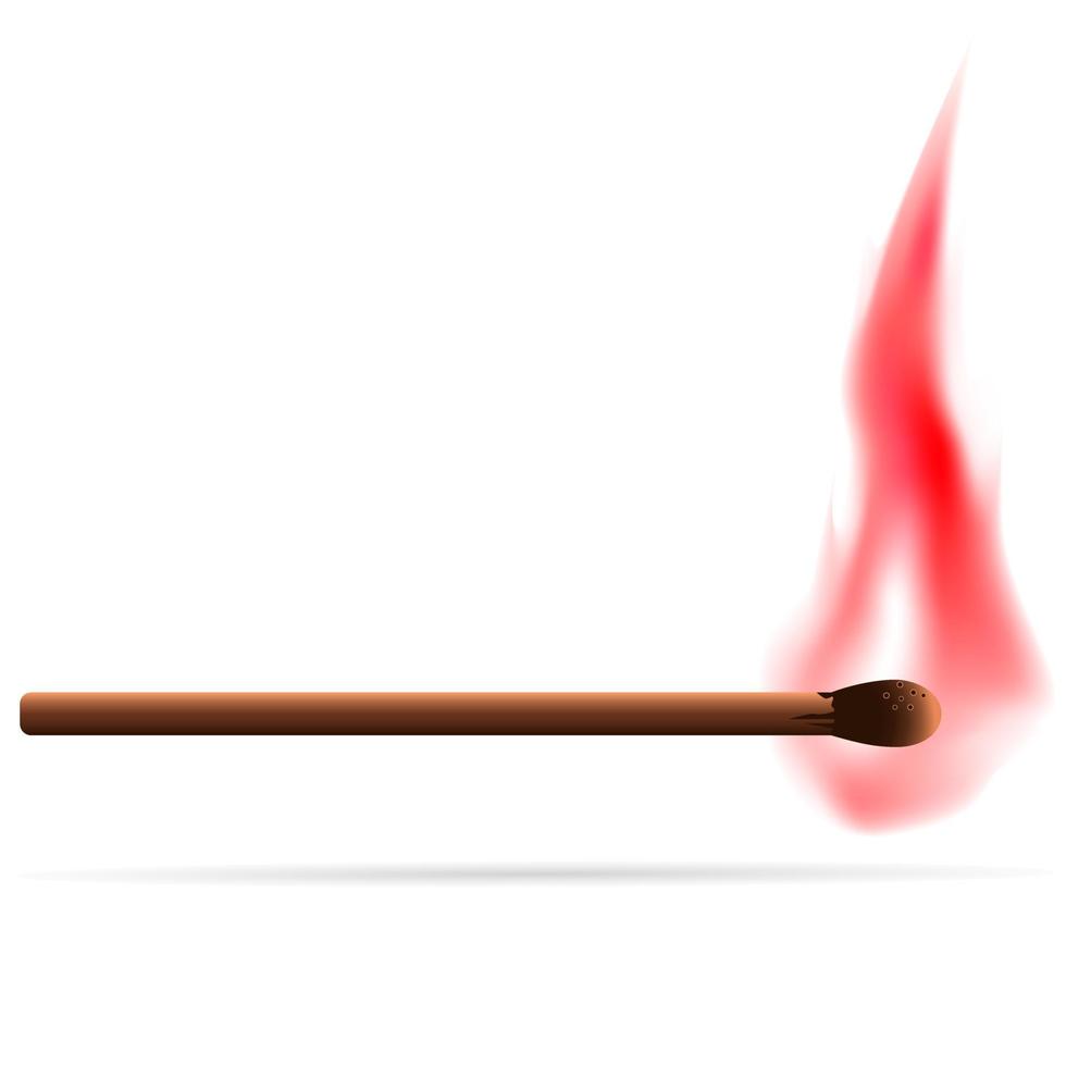 réaliste Feu sur une en bois allumettes. rouge flammes flambé, chaud sur en bois allumettes vecteur illustration