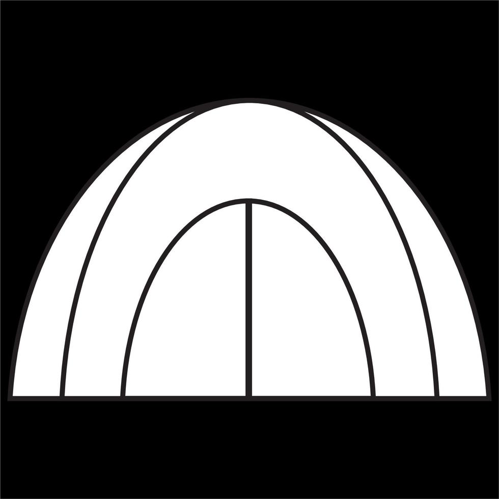 vecteur, image de camping site icône, noir et blanc couleur, sur noir Contexte vecteur
