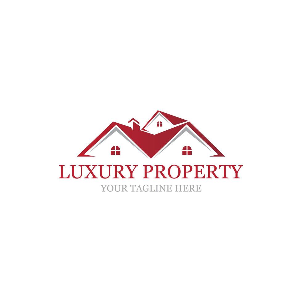 luxe Accueil propriété rouge logo conception, bâtiment, créatif, signe, propriété vecteur