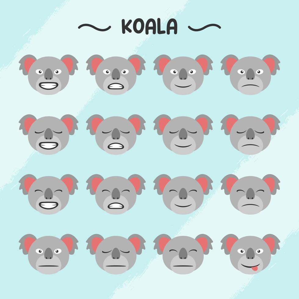 collection de koala faciale expressions dans plat conception style vecteur