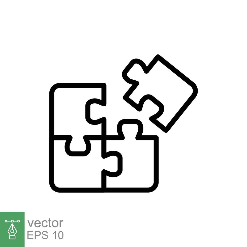 puzzle scie sauteuse ligne icône. Facile contour style. joindre travail en équipe, défi, carré, bloc, partie, affaires logo concept conception. vecteur illustration isolé sur blanc Contexte. eps dix.