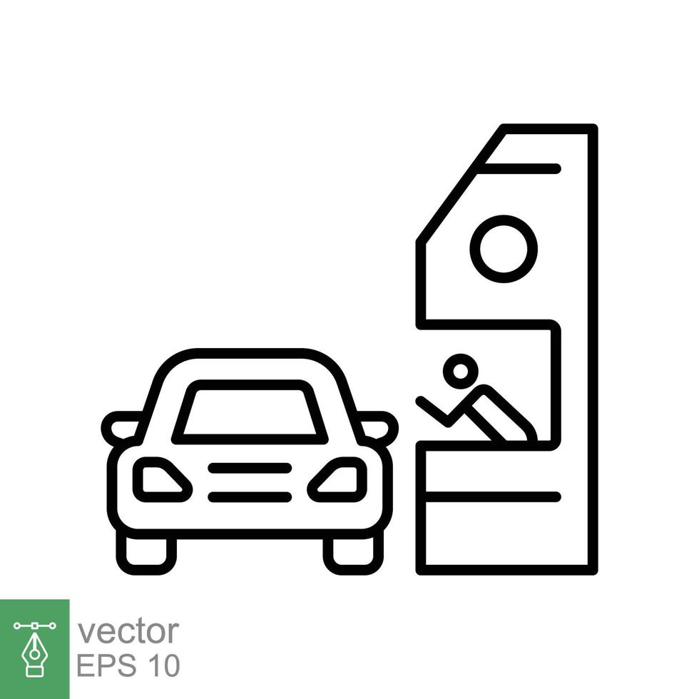 conduire par ligne icône. Facile contour style symbole pour la toile, mobile, ui conception. à travers, fenêtre, voiture, restaurant, magasin concept. vecteur illustration isolé sur blanc Contexte. eps dix.