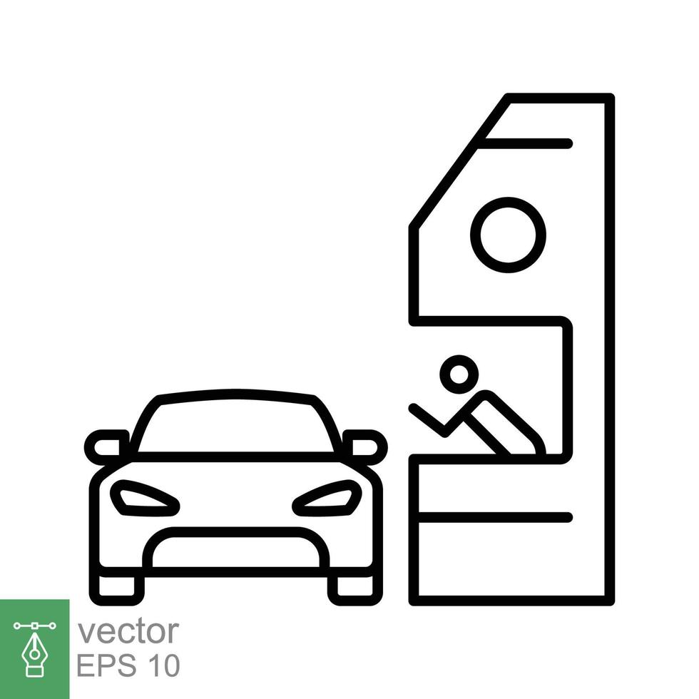 conduire par ligne icône. Facile contour style symbole pour la toile, mobile, ui conception. à travers, fenêtre, voiture, restaurant, magasin concept. vecteur illustration isolé sur blanc Contexte. eps dix.